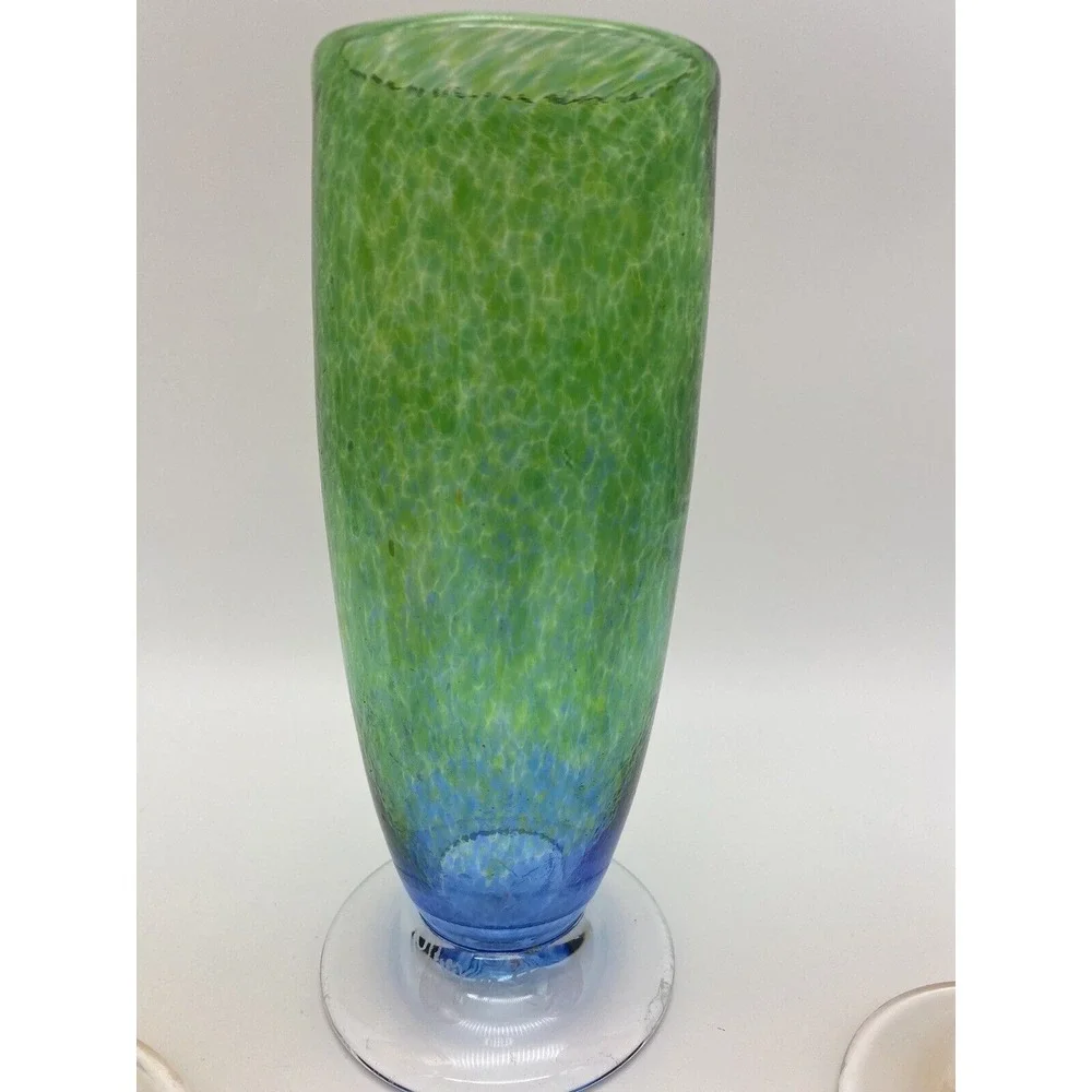 S.Palmer‎ SIGNED Hand Blown Glasses Tumblers Set Of 3 Speckled 8.5